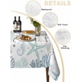 thumbnail image 2 of Aqua Teal Coastal Table Cloth, Summer Beach Starfish Coral Nautical Waterproof Tablecloth for Rectangle Tables, Reusable Washable Fabric Table Cover for Restaurant Kitchen Dining Tables 60"x84", 2 of 6