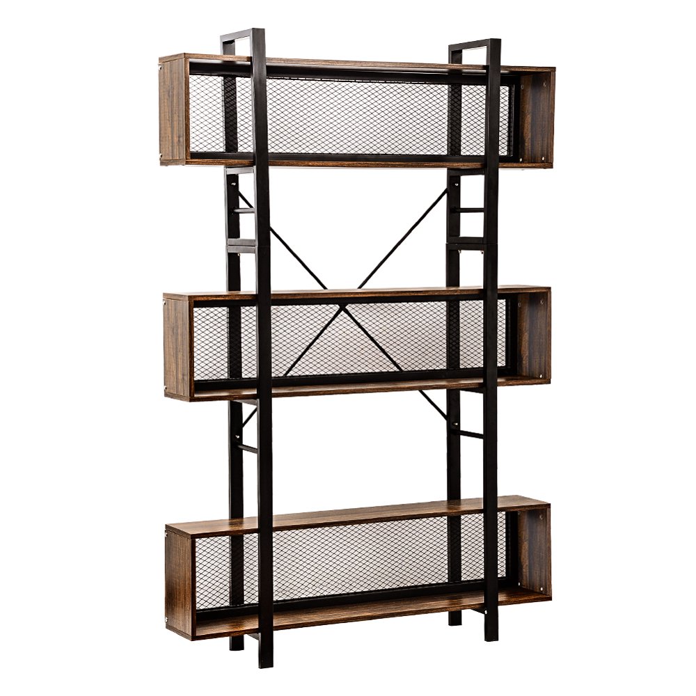 WAYTRIM 6Shelf Bookcase with Metal Wire, Vintage Industrial Bookcase