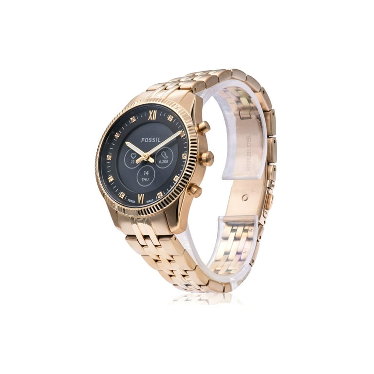 Fossil Scarlette Hybrid Smartwatch HR GPS 38mm Gold Stainless Steel Case with Black Band