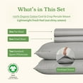thumbnail image 4 of California Design Den Full Sheets, 100% Organic Cotton Sheets - Percale Sheets - Soft, Crisp Sheets, Deep Pockets, 4 Piece Bed Sheet Set, Light Grey, 4 of 10