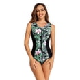thumbnail image 2 of SWSMCLT Women's Zip Up Swimsuit Full Coverage Sleeveless Modest Swimwear Bathing Suit One Piece Slimming Diving Surfing Lap Swimming Suit Padded Green 2-4, 2 of 4