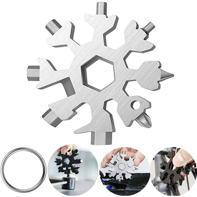 Multiherramienta 18 en 1 con forma de copo de nieve, relleno de calcetines para hombres, regalos de Navidad para hombres, papás y maridos.(Plata-2 piezas)
