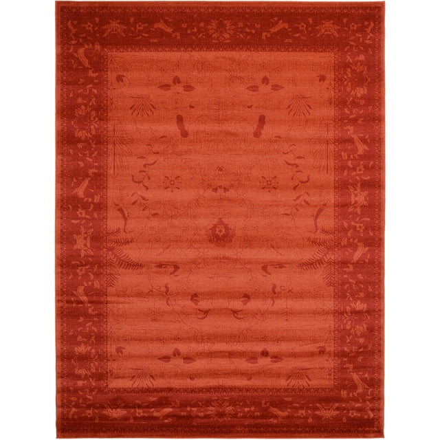 Unique Loom La Jolla Collection Tone Traditional Area Rug, 9 x 12 Feet, Orange/Burgundy