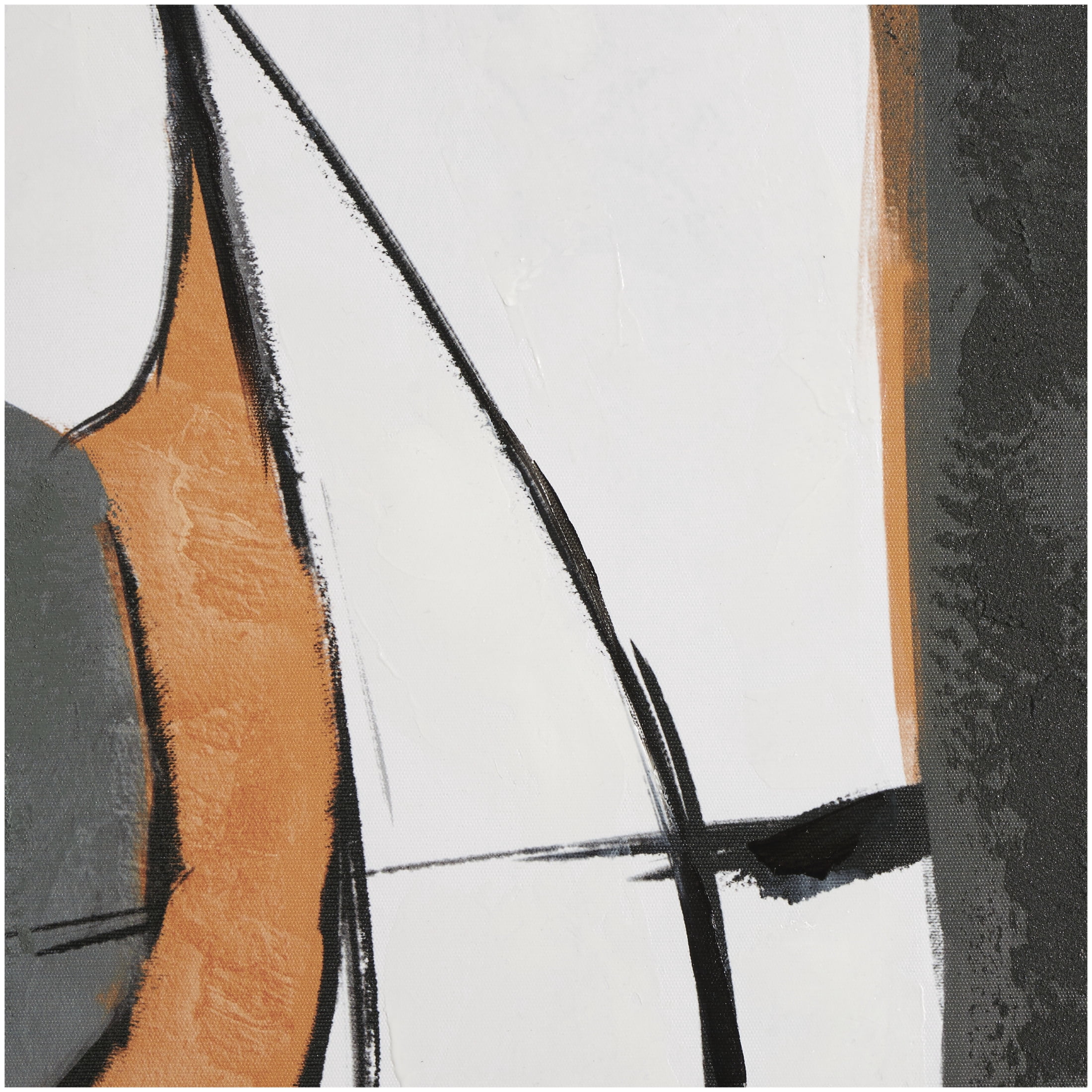 40" x 39" Line and Shape Abstract Framed Wall Art with Orange Accents, by DecMode