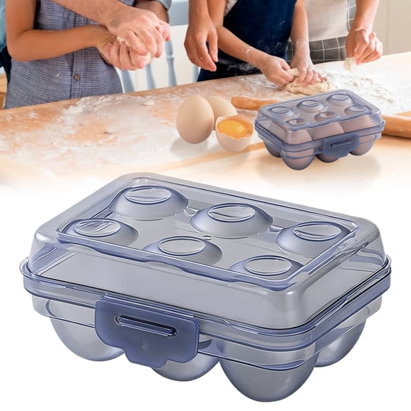 6 Grid Egg Storage Box Refrigerator Crisper Egg Protection Box Portable Egg Carriage Container For Camping Picnic Essential (Blue)