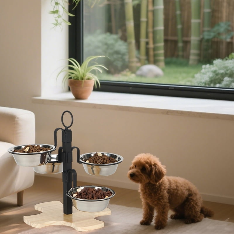lanema Elevated Pet Feeding Station Proof For Comfortable Dog Dining Feeding Bowl Adjustable Heights