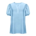 thumbnail image 5 of Womens Shirts Plus Size Fashion V Neck Short Sleeve Button Tops Dressy Casual Blouses Summer Clothes, 5 of 7