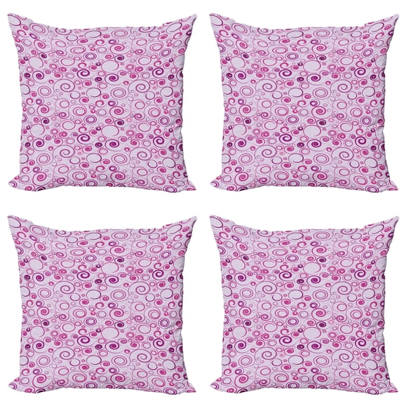 Ambesonne Abstract Throw Pillow Cover 4 Pack, Curlicue Plum Tones Art, 18", Purple Magenta