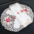 thumbnail image 2 of KDJ Oval Floral Embroidered Lace Tablecloth Elegant Table Mat Decor Satin Fabric Reusable Stain Resistant Washable for Wedding Party Home 40x85cm/16x33 inch, 2 of 3
