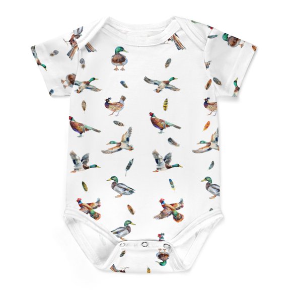 Country Duck and Pheasant Onesie Bodysuit for Baby Boy Girl Wild Animals Hunting Newborn Short Sleeve Bodysuits Shirt