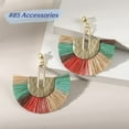 thumbnail image 3 of Bohemian Style Raffia Rattan Knit Ladies' Drop Earrings For Summer Vocation   ZN00037, 3 of 6