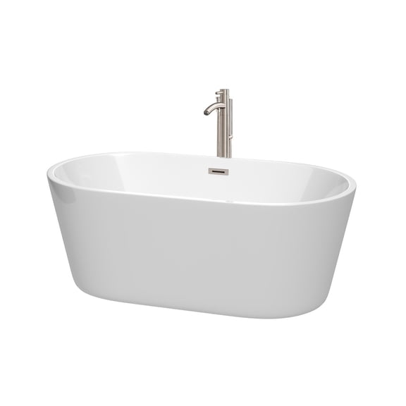 Wyndham Collection  Carissa 60-inch White Freestanding Soaking Bathtub
