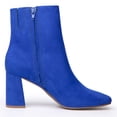 thumbnail image 5 of JORYA Women's Square Toe Chunky Heels Side Zipper Blue Ankle Boots, 5 of 8