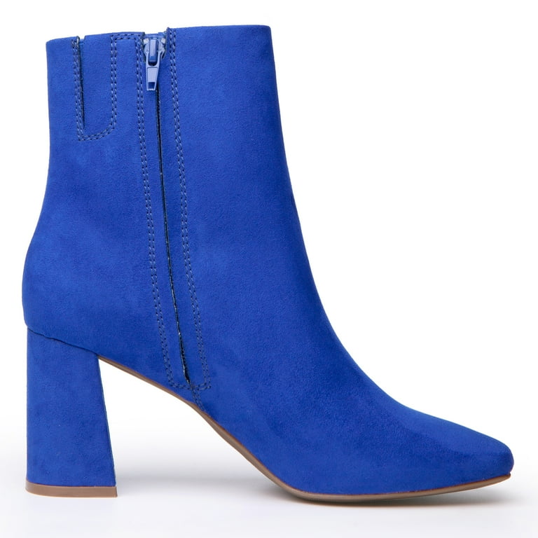 JORYA Women's Faux Suede Square Toe Chunky Heels with Side JORYA Women's Faux Suede Square Toe Chunky Heels with Side