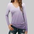 thumbnail image 5 of ZUKMRJPC Women's V Neck Long Sleeve T Shirts Fashion Gradient Color Casual Lightweight Tunic Tops Slim Fit Soft Comfy Basic Tees, 5 of 6