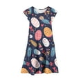 thumbnail image 5 of LOVZFMLL Fashion Girls' Summer Short Sleeve Ruffled Pockets Round-Neck Printed Dress, 5 of 5