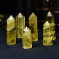 thumbnail image 2 of HomeLife Yellow Faux Crystal Pillar 4pcs Single Pointed Hexagonal Prism Yellow Crystal Original Stone Polished Desktop Office Decoration 4 Sizes, 2 of 12