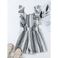 thumbnail image 3 of Seyurigaoka Little Girls Summer Casual Playsuit and Waistband, Stripe Print U-neck Sleeveless Overalls, 3 of 9