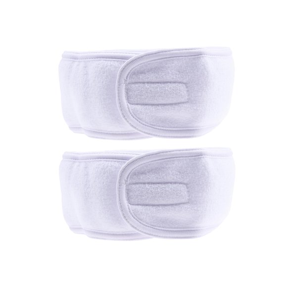 6pcs Women's Headband Head Wrap Stretchy Bandeau with Touch Fastener for Bath Makeup Sports (White)