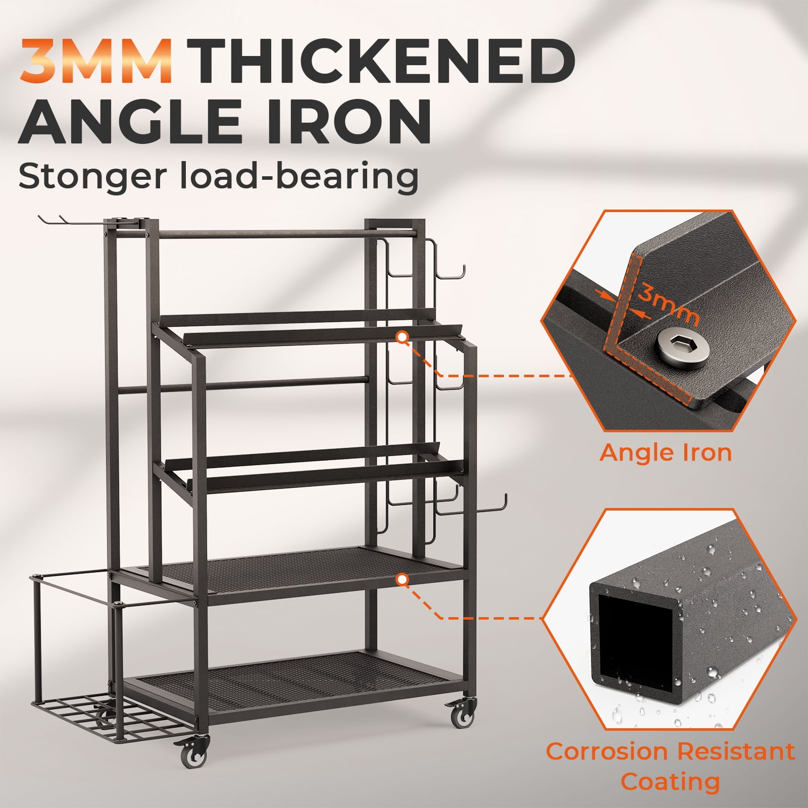 600LBS Dumbbell Rack Weight Stand - Bonvork Adjustable Weight Rack for Dumbbells, Home Gym Storage Rack for Yoga Mat Foam Roller Kettlebells, Workout Equipment Storage Organizer With Wheels