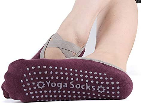 Non Slip Yoga Socks for Women 6 Pairs Ankle Low Cut Pilates Barre Socks with Grips 