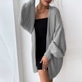 thumbnail image 4 of Baqcunre Womens Jacket Woman Autumn And Winter Solid Color Fashion Knitted Sripe Casual Coat Batwing Sleeve Lohas Time Long Cardigan Womens Coats Womens Fall Fashion 2023 Grey S, 4 of 8