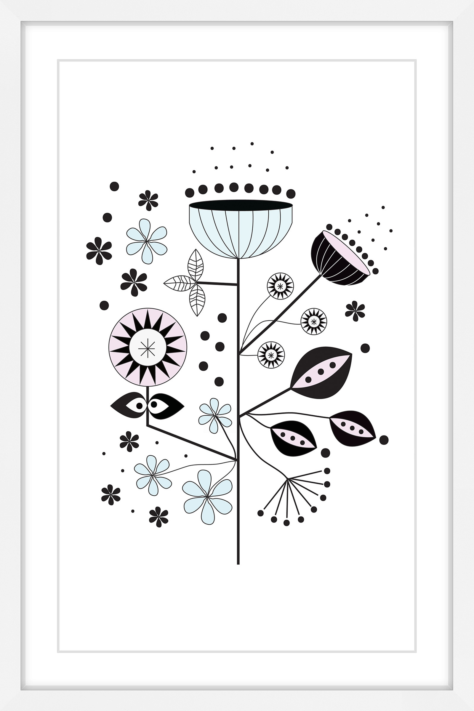 "Floral Geometry" Framed Painting Print
