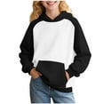 thumbnail image 2 of Bnwani Hoodies Girls Crew Neck Long Sleeve Pockets Thin Sweatshirt Plain Color Block Graphic Tops Pullover, 2 of 8