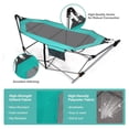 thumbnail image 3 of REKHH Portable Folding Hammock, Lounge Camping Bed with Hammock Stand, Indoor & Outdoor Hammocks w/Side Pocket, Anti-tip Buckles & Iron Stand for Camping Outdoor Patio Yard Beach (Turquoise), 3 of 8