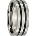 thumbnail image 4 of Titanium Polished Black Enamel Grooved 8mm Flat Band (Size 9) Made In China tb152-9, 4 of 5