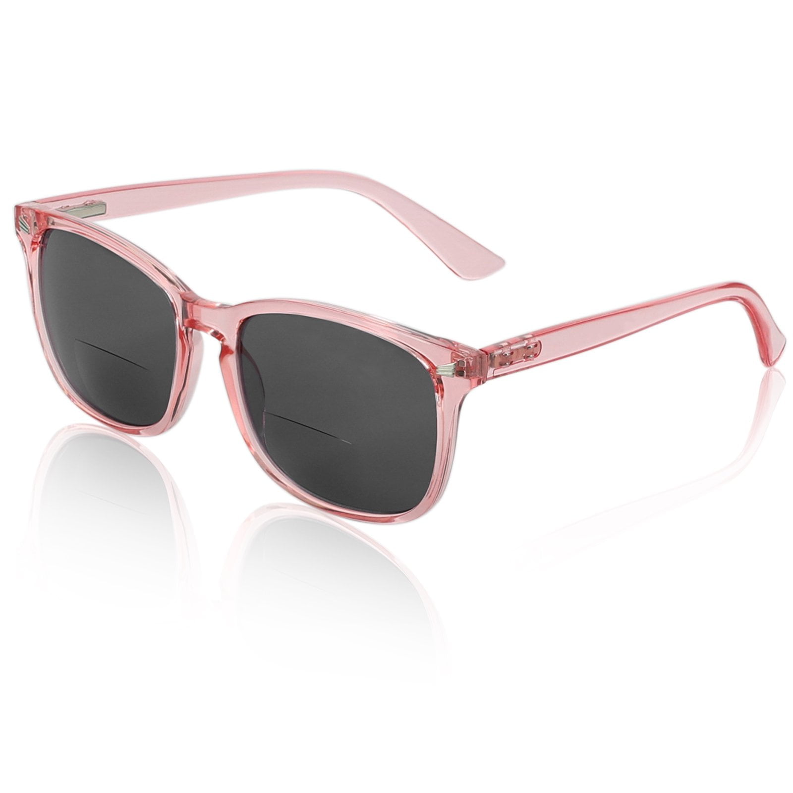MARE AZZURO Bifocal Reading Sunglasses Women Trendy Square Outdoor Readers 0.0 1.0 1.5 2.0 2.5 3.0 3.5 4.0 (Pink, 1.00)