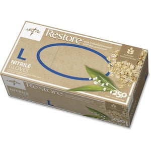 

Medline Restore Nitrile Exam Gloves with Colloidal Oatmeal Nourishing For Eczema and Dry Skin Large Beige 250 Count
