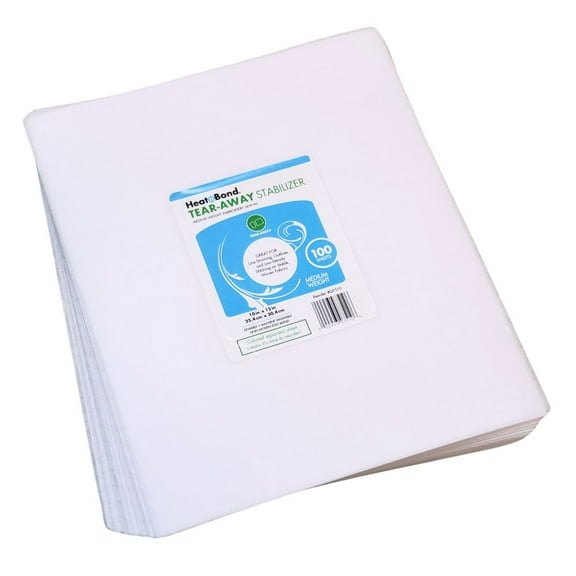 HeatnBond Tear Away Machine Embroidery Stabilizer - 10 inch x 12 inch Sheets Medium Weight 1.8 Ounce - Pack of 100
