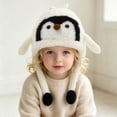 thumbnail image 5 of Leey-World Girls Penguin Knit Hat Boys Cartoon Warm Fuzzy Beanie Winter Fleece Lining Cap with Ear for Toddler Baby Boys and Girls, 5 of 9