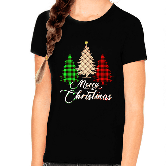Girls Christmas Shirt Cool Plaid Christmas Outfits for Girls Family Christmas Shirts for Kids