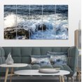 thumbnail image 1 of Waves Breaking on Stony Beach - Seashore Canvas Art Print, 1 of 3
