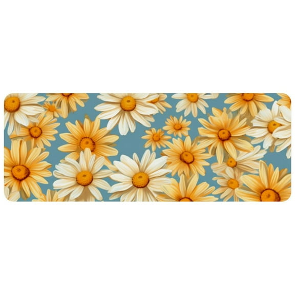 Non Slip Daisy Yellow and White Desk Mat, 31.3"x11.8" Desk Protector, Large Mouse Pad, Desk Mat for Desktop, Desk Pad for Keyboard and Mouse, Office and Home