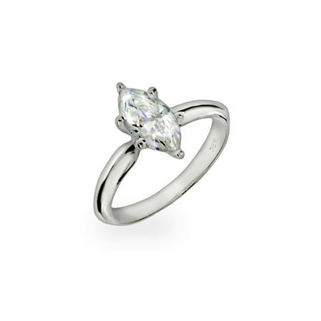 Diamond Marquis Cut Solitaire CZ Sterling Silver