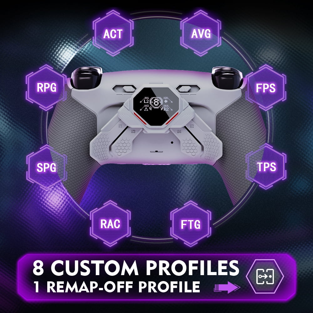 eXtremeRate SPARK Back Paddles Kit for PS5 Controller BDM-030 040 050 Models, OLED Display + Clicky Trigger Stops + Ergonomic Rubberized Grips Remappable 4 Back Buttons Set - Classic Gray