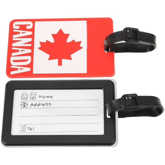 HOOWIFFY Canada Flag Luggage Tags 2-Pack, Bag Tags in Assorted Colors for Easy Identification and Security