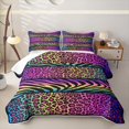 thumbnail image 2 of Erosebridal Cheetah Print Bed Spread Queen for Girls, Pink Purple Queen Coverlet Set, 3 Pieces, 2 of 7