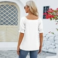 thumbnail image 4 of USSUMA Tops for Women Trendy Women's Tops Loose And Comfortable Leisure Short Sleeve Fashion Tops T-shirt Elegant Today Discount White Polyester M, 4 of 4
