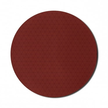 Abstract Geometry Mouse Pad for Computers, Intertwined Circles Modern Contemporary Style Rhythmic Illustration, Round Non-Slip Thick Rubber Modern Mousepad, 8" Round, Maroon Redwood, by Ambesonne