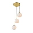 thumbnail image 3 of Baxter 3 Lights Brass Pendant With Frosted White Glass, 3 of 5