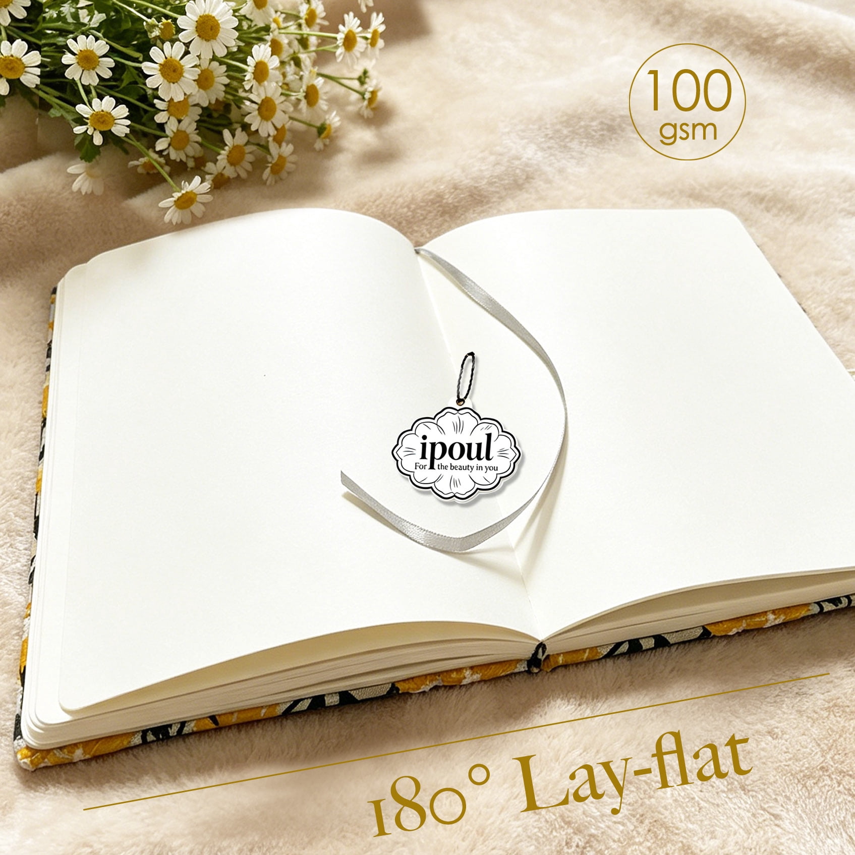 ipoul Daisy Gift, Flower Journal, Beautiful Journals for Women, Notebook 8"x6", Hardcover, Lay Flat, A5 Sketchbook, Yellow Daisy