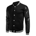 thumbnail image 2 of COOFANDY Mens Fashion Varsity Jackets Leather Sleeve Slim Fit College Baseball Letterman Bomber Coat Black M, 2 of 4