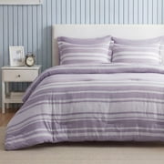 U Bedsure U by Bedsure Full Comforter Set Purple, 7 Pieces Reversible Bed in a Bag, Striped Bedding Set, All-Season