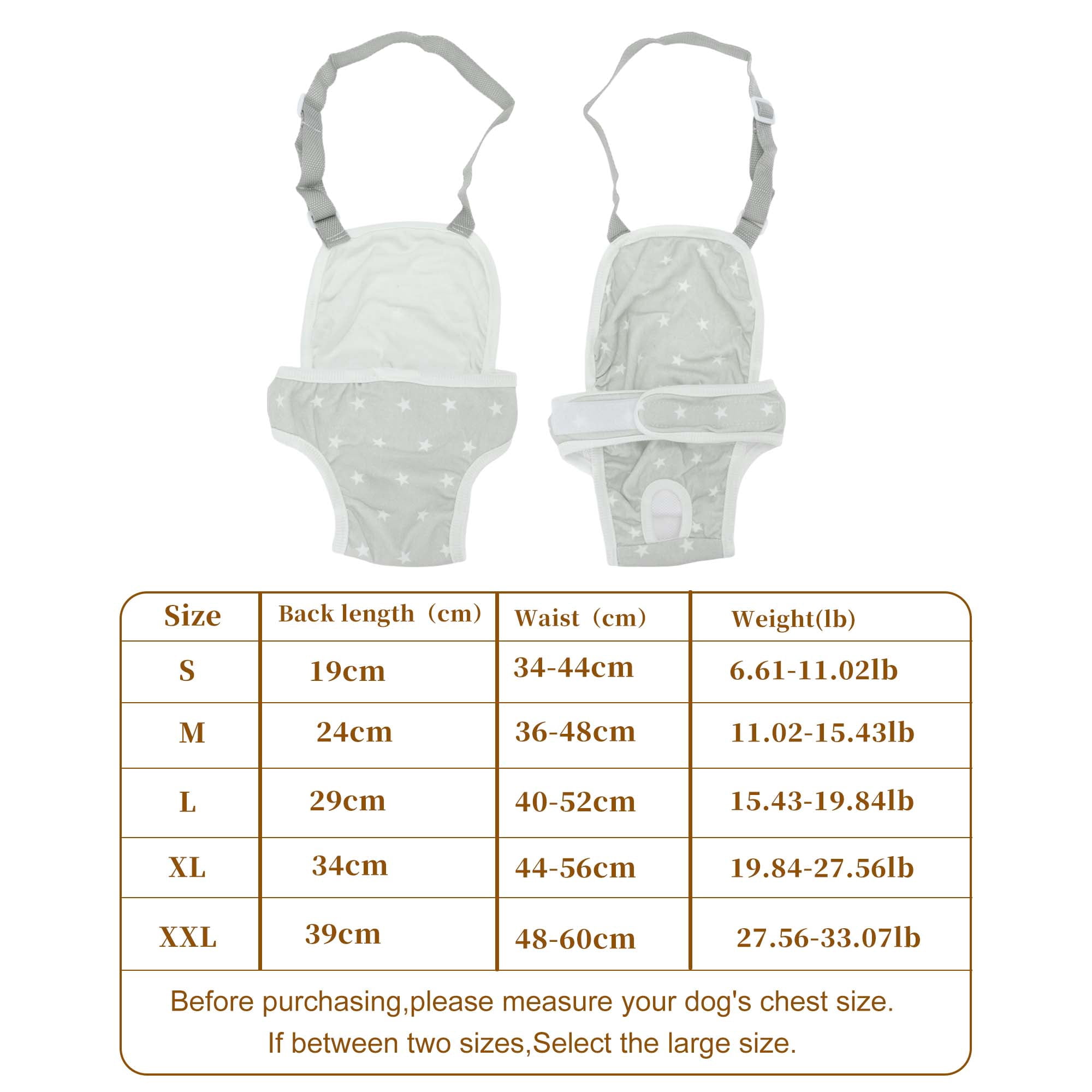 Unique Bargains Dog Diapers for Female Dogs Washable Reusable Pants Gray L