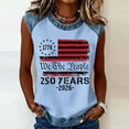 thumbnail image 3 of KDDYLITQ Womens 250 Anniversary Usa Tshirt 4th Of July American Flag Sleeveless Tanks July 4th 250th Birthday Summer Tees Usa Star Stripes Trendy Crew Neck Tops Sky Blue L, 3 of 7