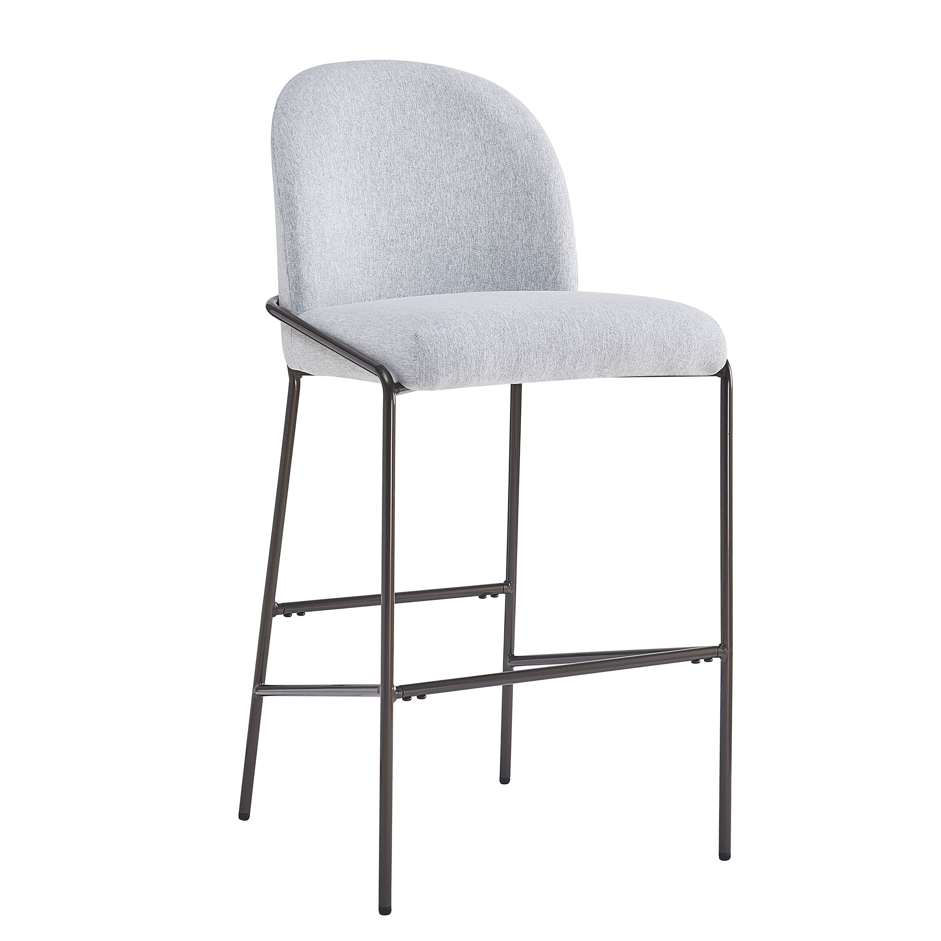 Metal Upholstered Barstool Set of 2,Counter Height Bar Stools Kitchen Island Stools for Dining Room,Kitchen,Gray